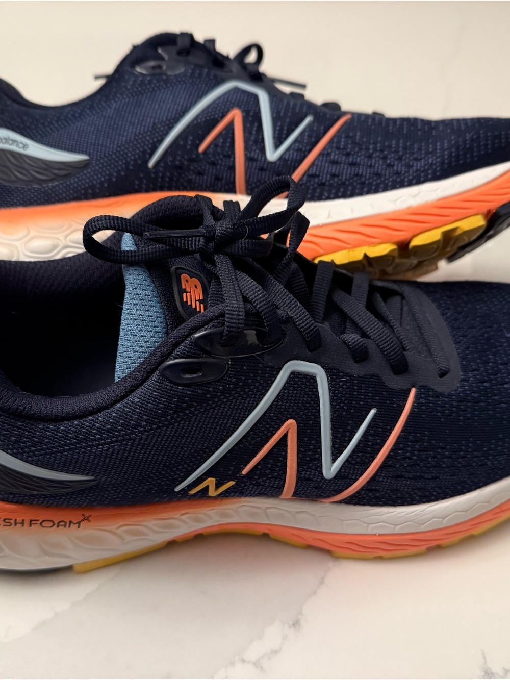 New Balance Navy Running Sneakers with Coral & Light Blue Accents